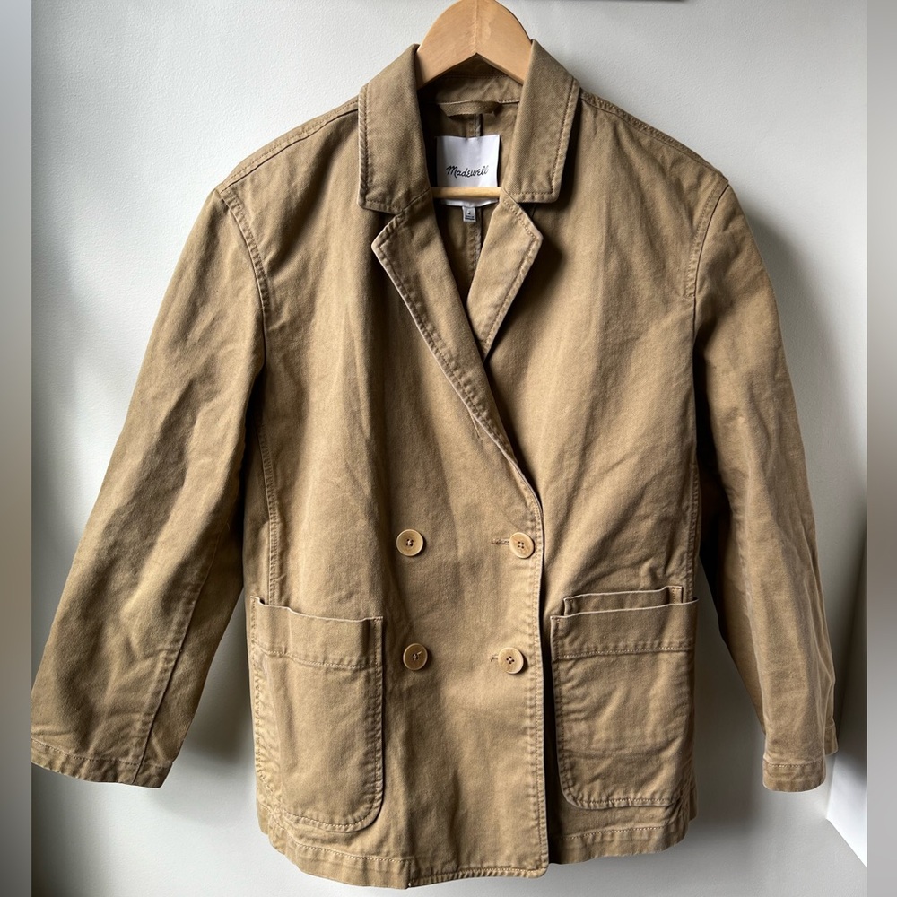MADEWELL Crossover Regenerative Chino Blazer Jacket Canvas Oversized‎ Tan M